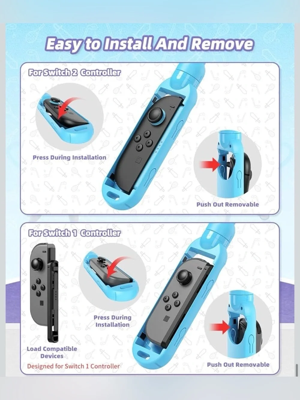 NINTENDO SWITCH SWORD ACCESSORIES TWO-PACK ONE RED ONE BLUE NEW IN BOX